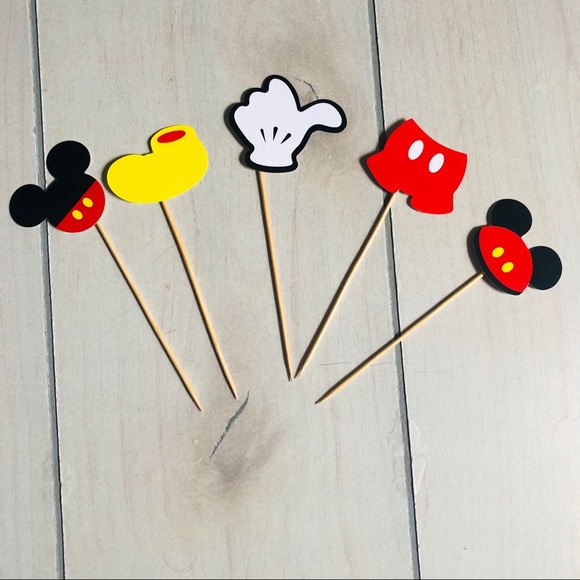 25 Mickey Mouse Head Cupcake Toppers NIP - Picture 1 of 4